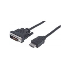   Manhattan Kábel - HDMI to DVI ( 1,8m; HDMI 19 pin - DVI-D Dual Link, Fekete)
