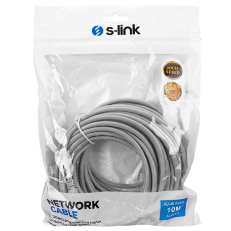S-link Kábel - SL-CAT10 (UTP patch kábel, CAT5e, szürke, 10m)