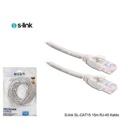 S-link Kábel - SL-CAT15 (UTP patch kábel, CAT5e, szürke, 15m)