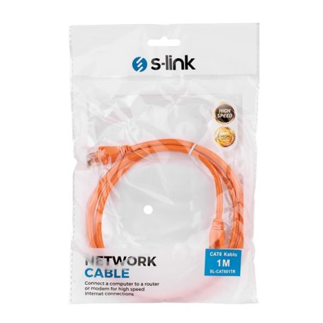 S-link Kábel - SL-CAT601TR (UTP patch kábel, CAT6, narancssárga, 1m)