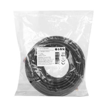 S-link Kábel - SL-CAT720M (S/FTP patch kábel, CAT7, aranyozott, fekete, 20m)
