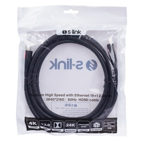S-Link Kábel - SL-HDM4K13 (HDMI2.0 kábel, 4K/60Hz, apa/apa, 3m)