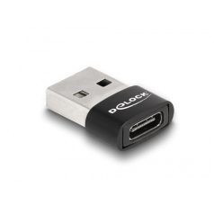   Delock adapter - 60002 (USB2.0, A-típusú USB apa - USB Type-C anya, Fekete)