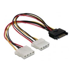   Delock Átalakító Kábel - 65159 (15 tűs SATA (apa) – 2 db 4 tűs Molex (anya), 0,2m)