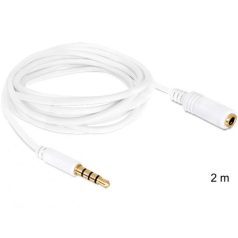   Delock Kábel - 84482 (3,5 mm Jack Hosszabbító kábel, apa/anya, iPhone 4 pin, fehér, 2m)