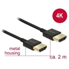   Delock Kábel - 84773 (HDMI -> HDMI, apa/apa, 3D, 4K, Slim Premium, 2m)