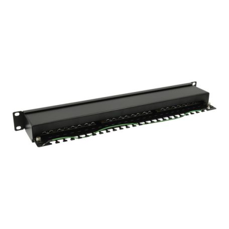 Walisec patch panel - PP-P6S2401 (24 port, Cat6, 1U, árnyékolt, fekete)