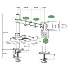 Advance Monitor Asztali konzol - XTENDMOUNTS Single (17-32", Max.: 9kg, dönthető, forgatható, fekete)