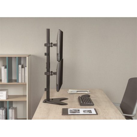 Equip Monitor Asztali állvány - 650128 (17"-32", 2 monitor, dönthető, forgatható, állítható magasság, Max.:2x9kg,fekete)