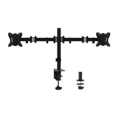   Equip Monitor Asztali konzol - 650152 (13"-27", 2 monitor, dönthető, forgatható, állítható magasság, Max.:2x9kg, fekete)