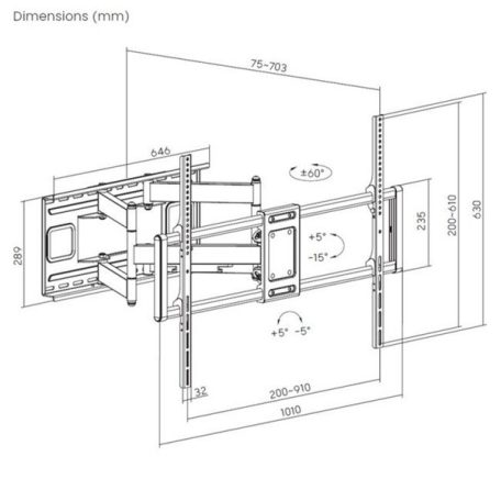 Equip TV Fali konzol - 650343 (60"-120", Max.: 120kg, dönthető, forgatható, fekete)