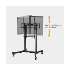   Equip TV állvány - 650633 (55"-100" álló, dönthető, állítható magasság, gurulós, motoros, Max.:120kg, fekete)