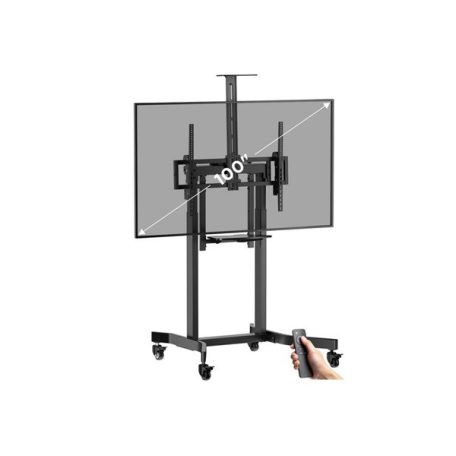 Equip TV állvány - 650633 (55"-100" álló, dönthető, állítható magasság, gurulós, motoros, Max.:120kg, fekete)