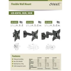   SUNNE (LCD-A503K) Monitor fali konzol dönthető, forgatható, 23-42", faltáv: 455mm