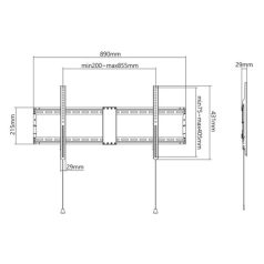   Manhattan TV állvány - Fali fix ultravékony TV állvány Fekete (max.VESA:800x400)(43"-100"-ig) 70kg teherbírás