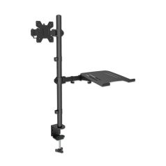   Manhattan asztali állvány -  1db monitor + 1 db laptop  (min.VESA:75x75, 13"-32"-ig, 360° fordítás, 8kg, fekete)