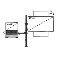   Manhattan asztali állvány -  1db monitor + 1 db laptop  (min.VESA:75x75, 13"-32"-ig, 360° fordítás, 8kg, fekete)