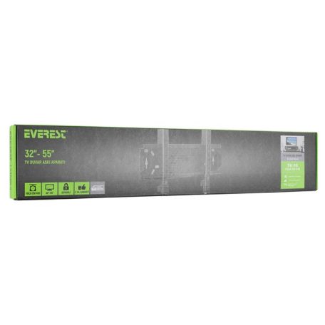 Everest TV állvány - TK-10 (32"-55"-ig, Fali, ultra keskeny,  Fekete)