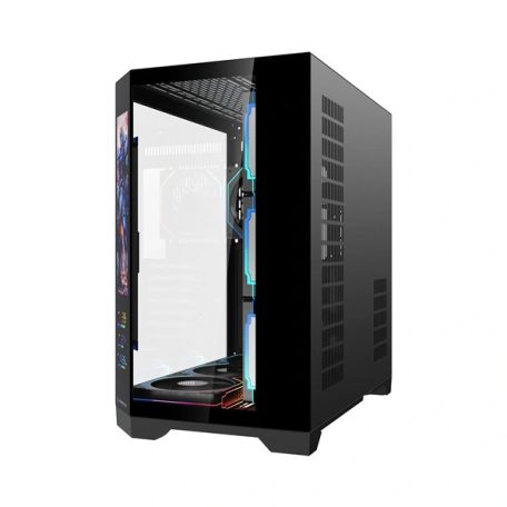 Rampage Számítógépház - NOVA V2 (fekete; üveg; ATX; 9,17" LCD kijelző, 7x120mm A-RGB, 1xUSB3.0 + 1xUSB-C)
