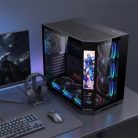 Rampage Számítógépház - NOVA V2 (fekete; üveg; ATX; 9,17" LCD kijelző, 7x120mm A-RGB, 1xUSB3.0 + 1xUSB-C)