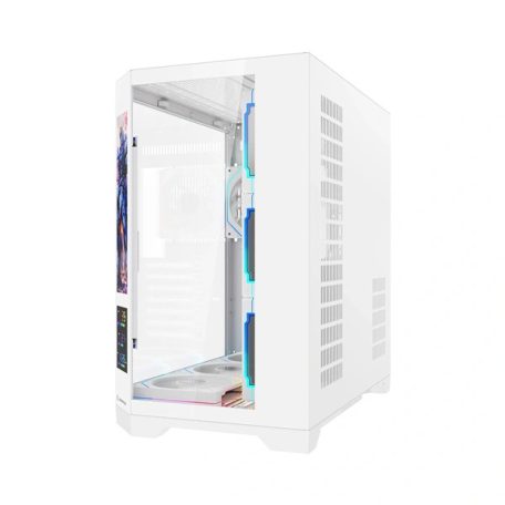 Rampage Számítógépház - NOVA V2 (fehér; üveg; ATX; 9,17" LCD kijelző, 7x120mm A-RGB, 1xUSB3.0 + 1xUSB-C)