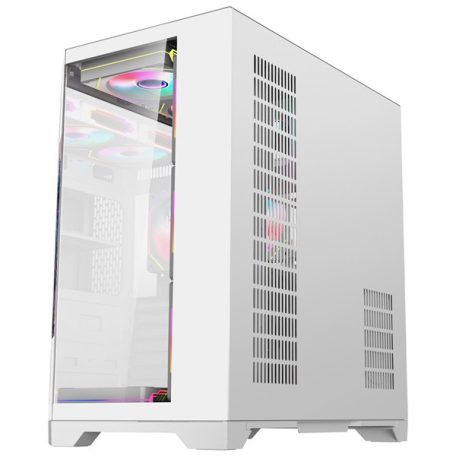 Rampage Számítógépház - NOVA (fehér; üveg; ATX; 9,17" TFT kijelző, 7x120mm RGB, 1xUSB3.0 + 1xUSB2.0)