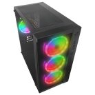 Rampage Számítógépház - VEGA V2 (fekete; üveg; mATX; alsó táp; 4x120mm RGB, 1xUSB3.0 + 2xUSB2.0)