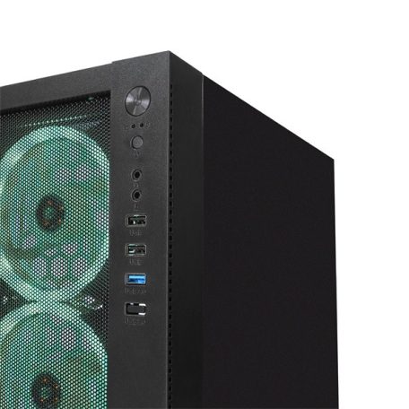 Rampage Számítógépház - VEGA V2 (fekete; üveg; mATX; alsó táp; 4x120mm RGB, 1xUSB3.0 + 2xUSB2.0)