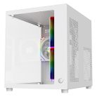 Rampage Számítógépház - LUMID (ablakos; BTF, mATX, Type-C, USB 3.0, alsó táp, 3x120mm A-RGB, fehér)