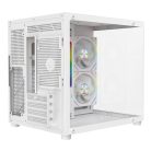 Rampage Számítógépház - LUMID (ablakos; BTF, mATX, Type-C, USB 3.0, alsó táp, 3x120mm A-RGB, fehér)