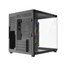 Rampage Számítógépház - LUMID (fekete; ablakos; BTF, mATX, Type-C, USB 3.0, alsó táp, 3x120mm A-RGB)