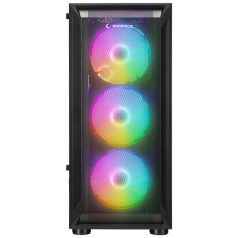  Rampage Számítógépház - SHIVA  (fekete; ablakos; ATX, alsó táp, 4x120mm LED)