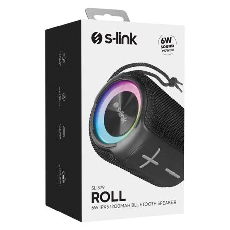 S-Link Bluetooth Hangszóró - SL-S79 ROLL (RGB, 6W, 1200mah, hangerőszabályzó, IPX5, USB)