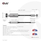 Club 3D Kábel - CAC-1587 (USB-C Gen 2 to HDMI, 4K120HZ 8K60HZ, HDR10+, DSC1.2, 3m, aktív)