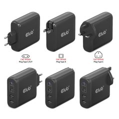   Club 3D Hálózati Adapter - CAC-1912EU (100W GaN, 2x USB-A, 2x USB-C, PD3.0, 4 csatlakozó)