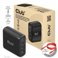   Club 3D Hálózati Adapter - CAC-1912EU (100W GaN, 2x USB-A, 2x USB-C, PD3.0, 4 csatlakozó)