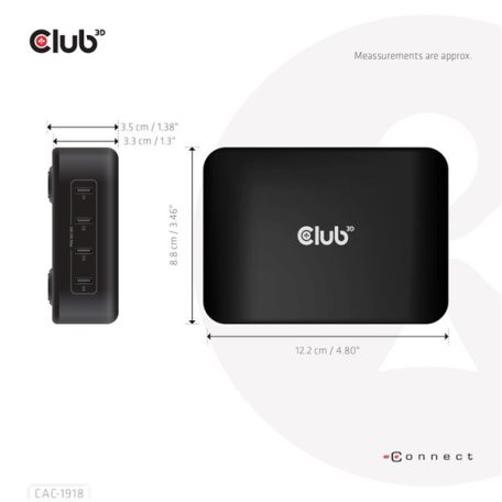 Club 3D Hálózati Adapter - CAC-1918 (240W GaN, 4x USB-C, PD3.1, 4 csatlakozó)