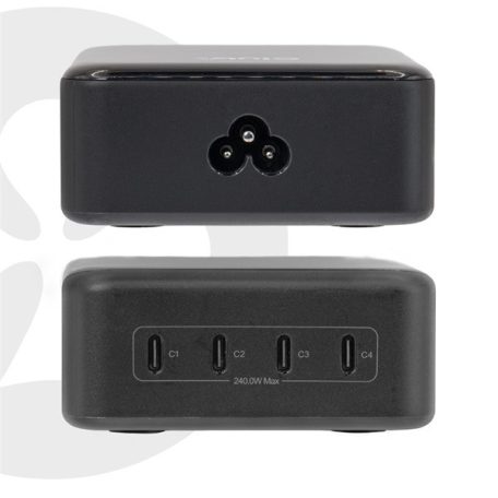 Club 3D Hálózati Adapter - CAC-1933 (240W GaN, 4x USB-C, PD3.1, PPS + LED kijelző)