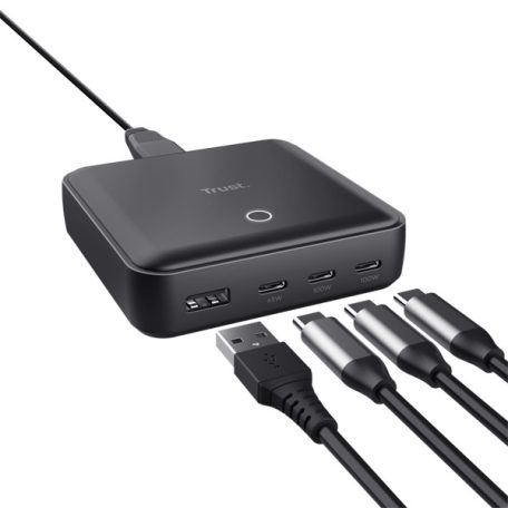 Trust Telefon töltő - Maxo (4 port; 100W;  USB + 3x USB-C; fekete)