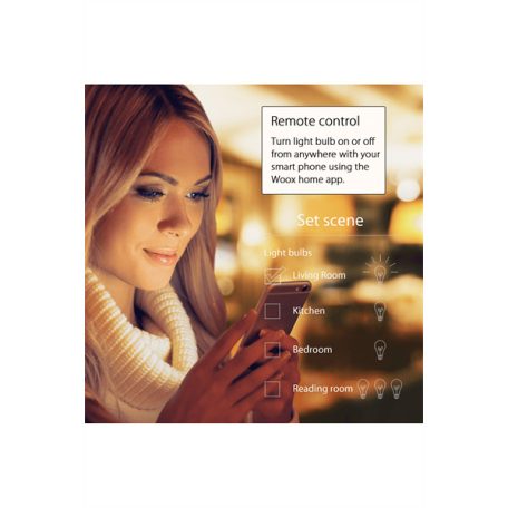 Woox Smart LED Izzó - R4554 (B22, 8W, 650lm, RGB+meleg fehér, 3000K, Wi-Fi, 30 000 óra élettartam)