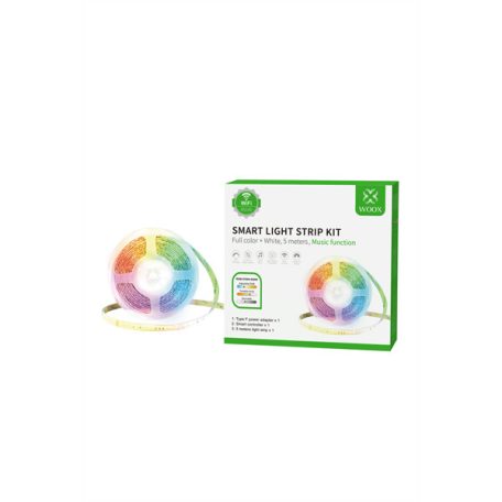 Woox Smart LED Szalag - R5149 (5m, 24W, RGB+CCT, 3000–6500K, Wi-Fi, zenei funkció)