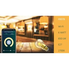   Woox Smart Home Filament LED Izzó - R9078 (E27, 6W, 650 Lumen, 2700K, Wi-Fi, távoli elérés)