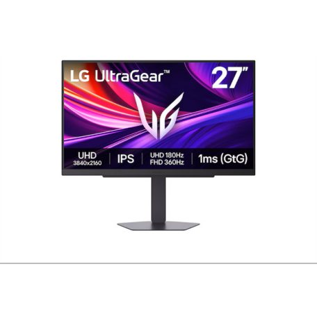 LG Monitor 27" Gamer - 27G810A-B (IPS; 16:9; 3840x2160; 180Hz; 1ms; 400cd; HDMIx2; DP; FreeSync; HDR10; Gsync; Pivot)
