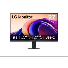   LG Monitor 27" - 27U631A-B (IPS; 16:9; 2560x1440; 5ms; 250cd; 100Hz; HDMI; HDR; USB-C; HDR; sRGB99%)