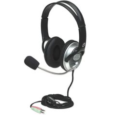   Manhattan Fejhallgató -  Sztereó fejhallgató, 2.5m vezeték, Over-ear Design, Fekete-ezüst