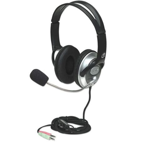 Manhattan Fejhallgató -  Sztereó fejhallgató, 2.5m vezeték, Over-ear Design, Fekete-ezüst
