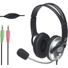   Manhattan Fejhallgató -  Sztereó fejhallgató, 2.5m vezeték, Over-ear Design, Fekete-ezüst