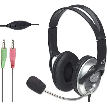 Manhattan Fejhallgató -  Sztereó fejhallgató, 2.5m vezeték, Over-ear Design, Fekete-ezüst