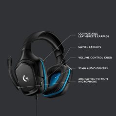   Logitech Fejhallgató - G432  Gaming headset (Vezetékes, USB/3,5mm Jack, Dolby DTS 7.1 hangzás, hangerőszabályzó, fekete)