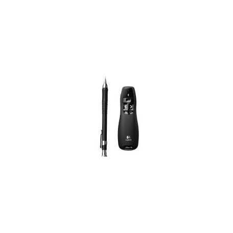 Logitech Presenter - R400 (Vezeték nélküli, Max.: 15m, Plug & Play, töltöttség jelző, fekete)